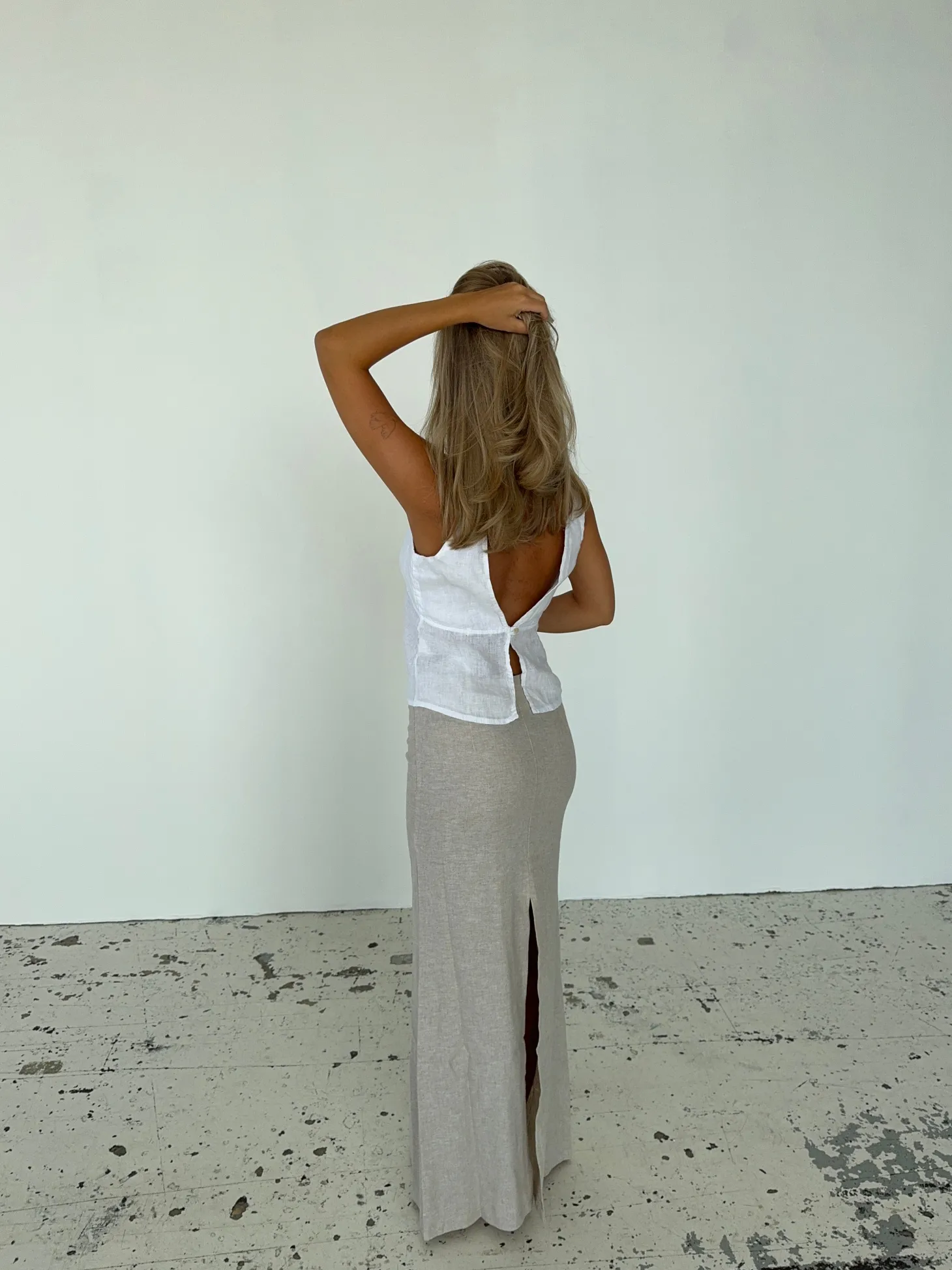 Lucy maxinederdel i hør - Beige