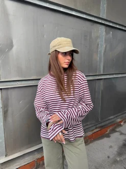 Lura bluse med striber - Rød/hvid
