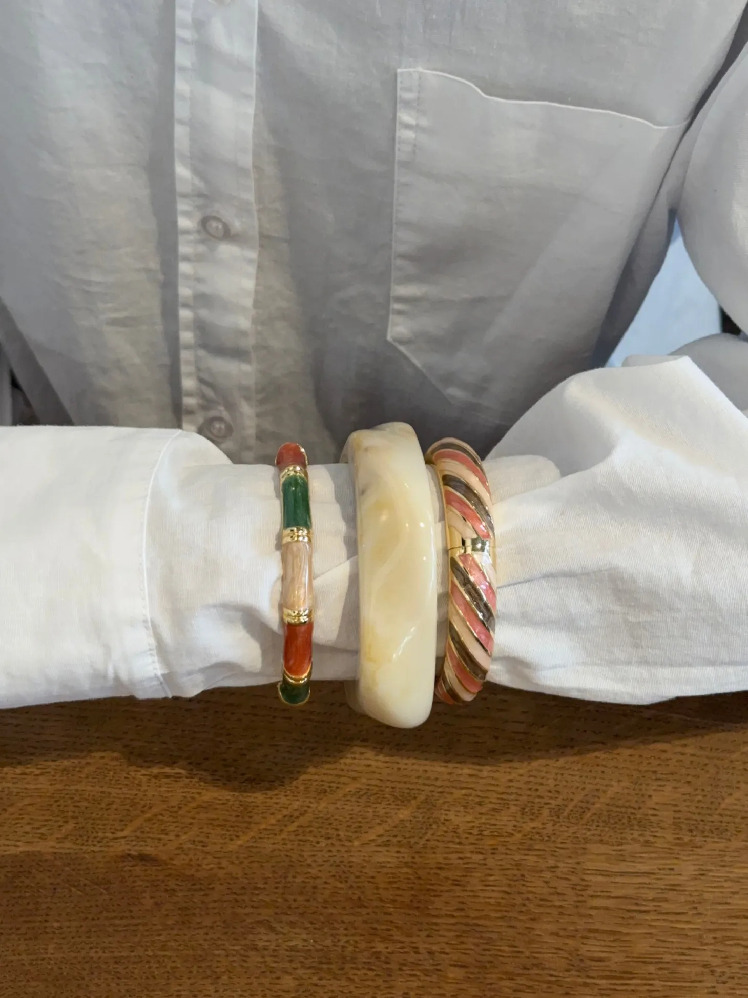 Lykke chunky armbånd - Cream hvid