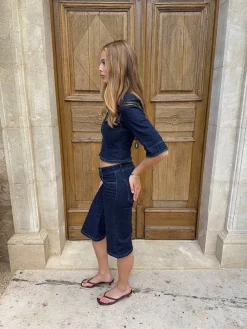 Maja caprishorts - Mørk denim