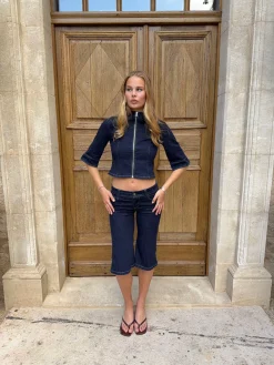 Maja caprishorts - Mørk denim