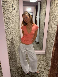 Malin Tomkins bukser med blondedetaljer - Hvid