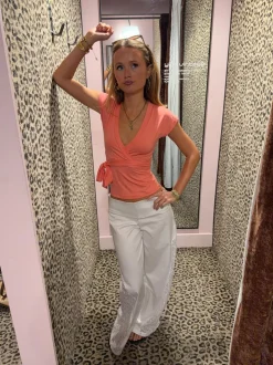 Malin Tomkins bukser med blondedetaljer - Hvid