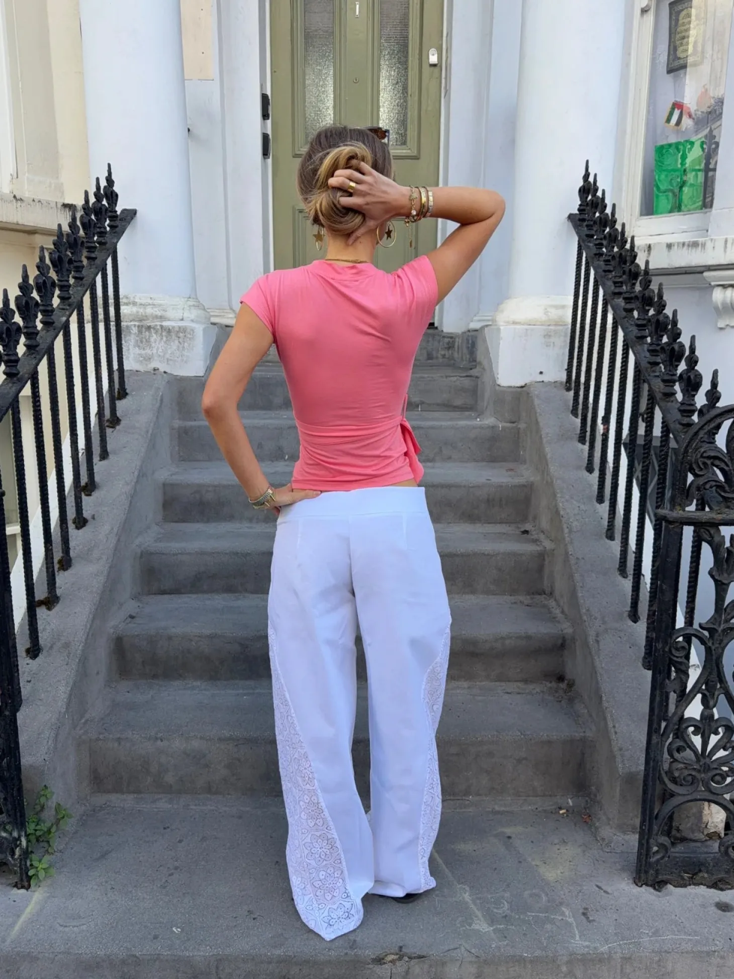 Malin Tomkins bukser med blondedetaljer - Hvid