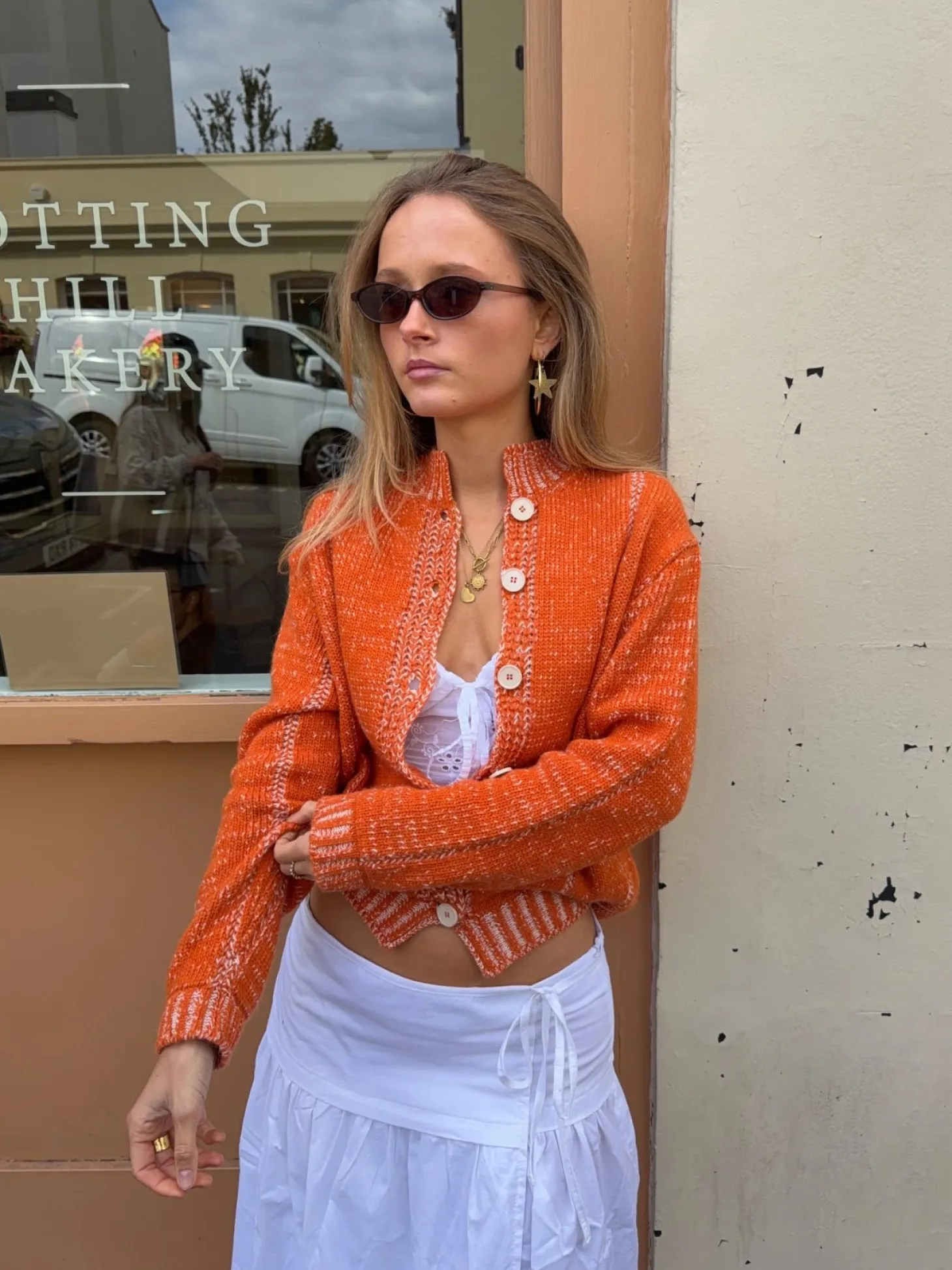 Malin Tomkins cardigan med detaljer - Orange