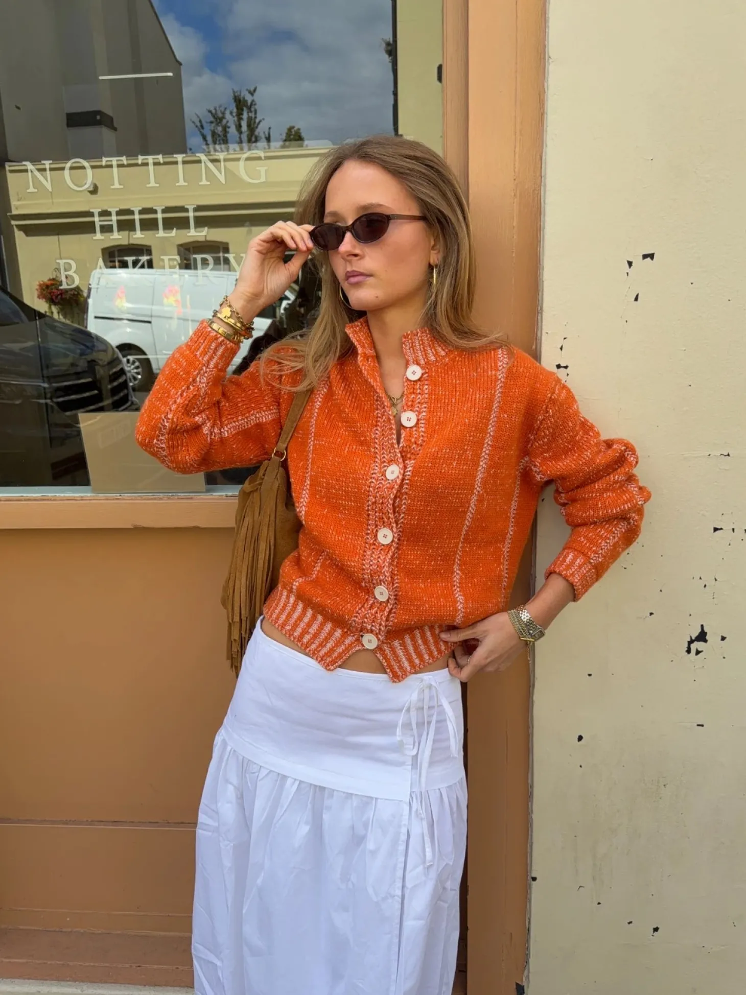 Malin Tomkins cardigan med detaljer - Orange