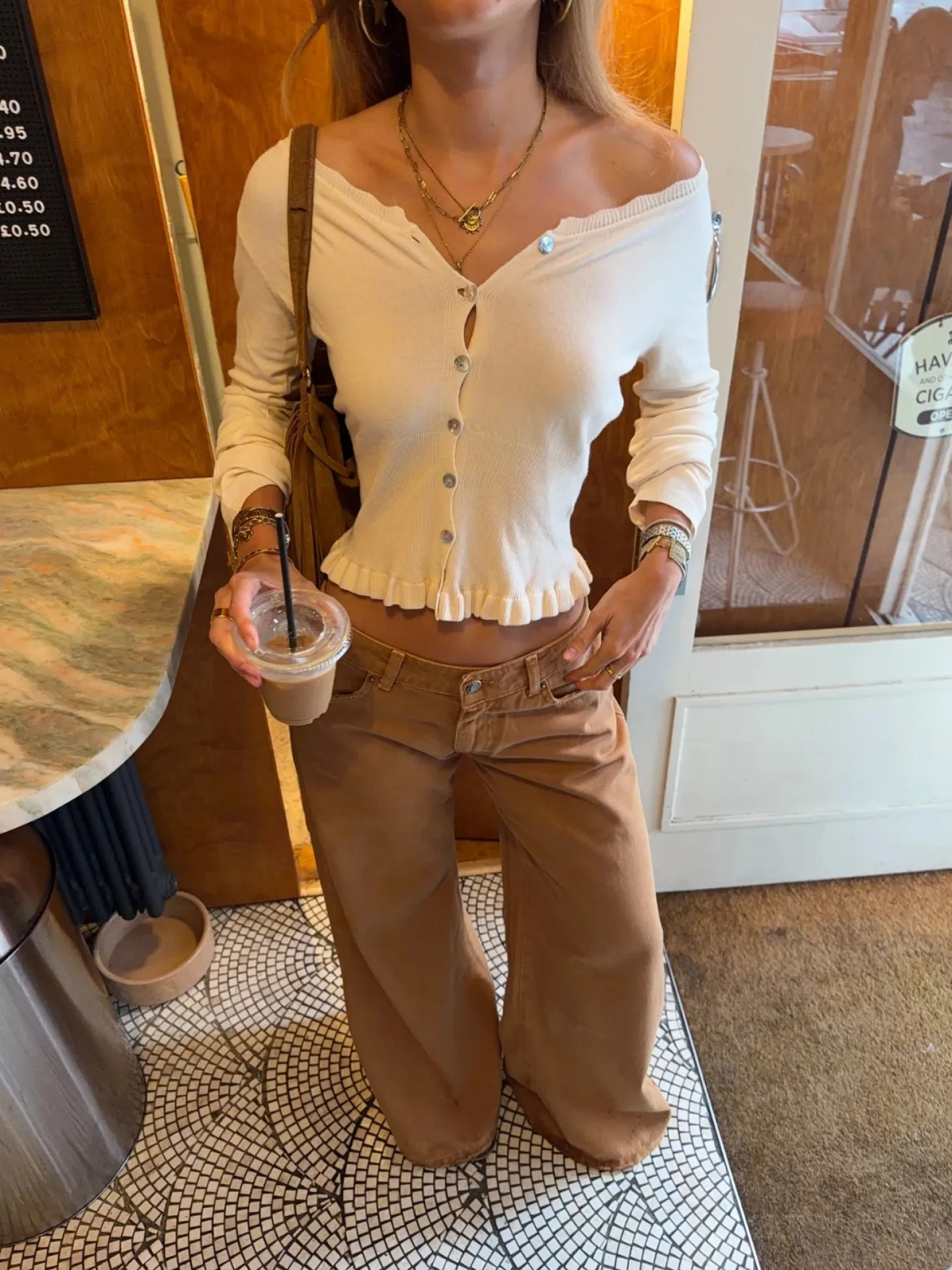 Malin Tomkins cardigan med flæser - Creme
