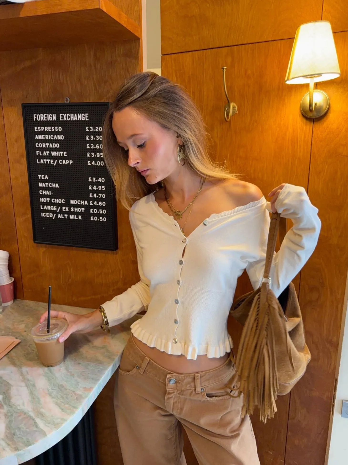Malin Tomkins cardigan med flæser - Creme