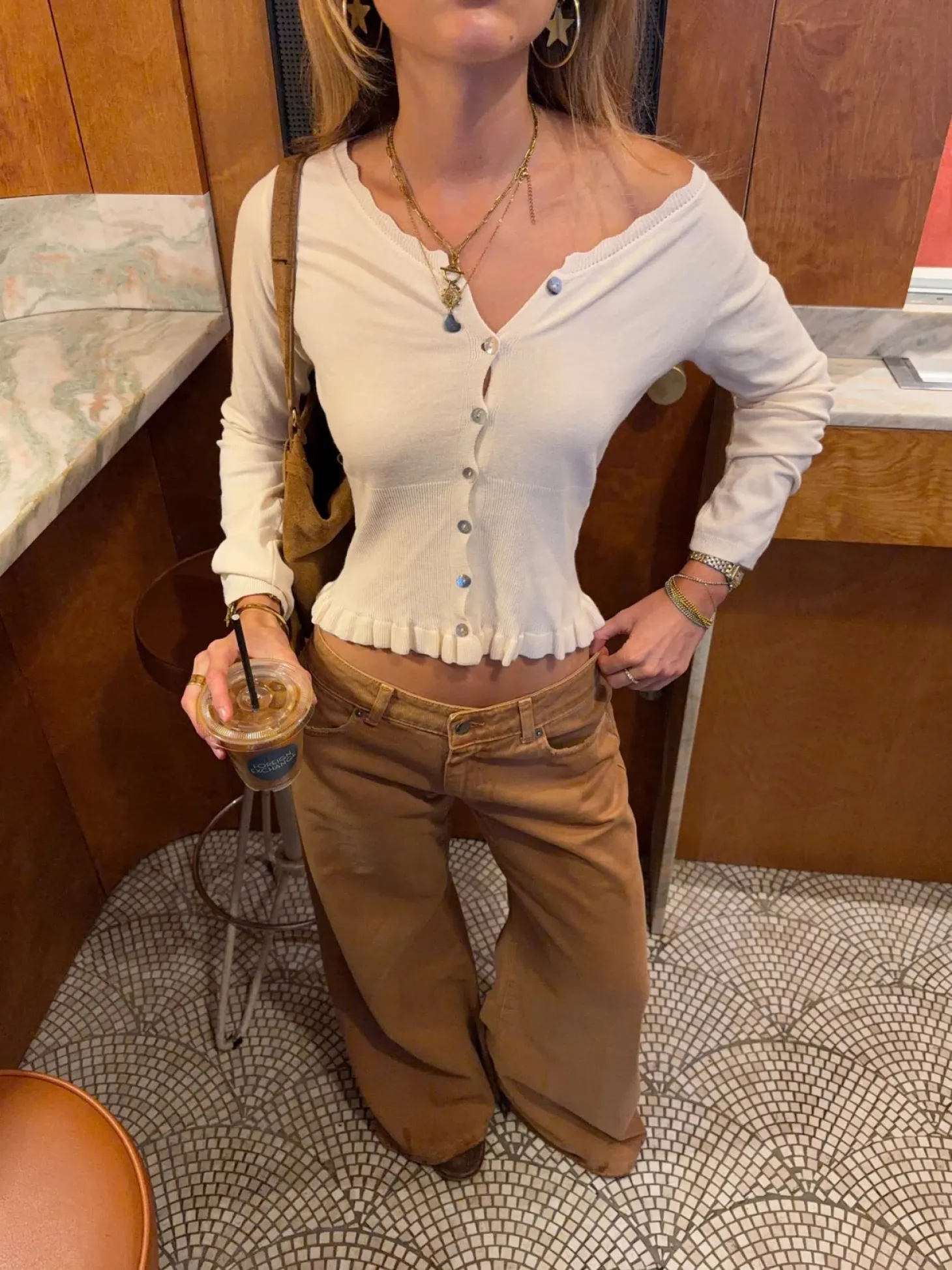 Malin Tomkins cardigan med flæser - Creme