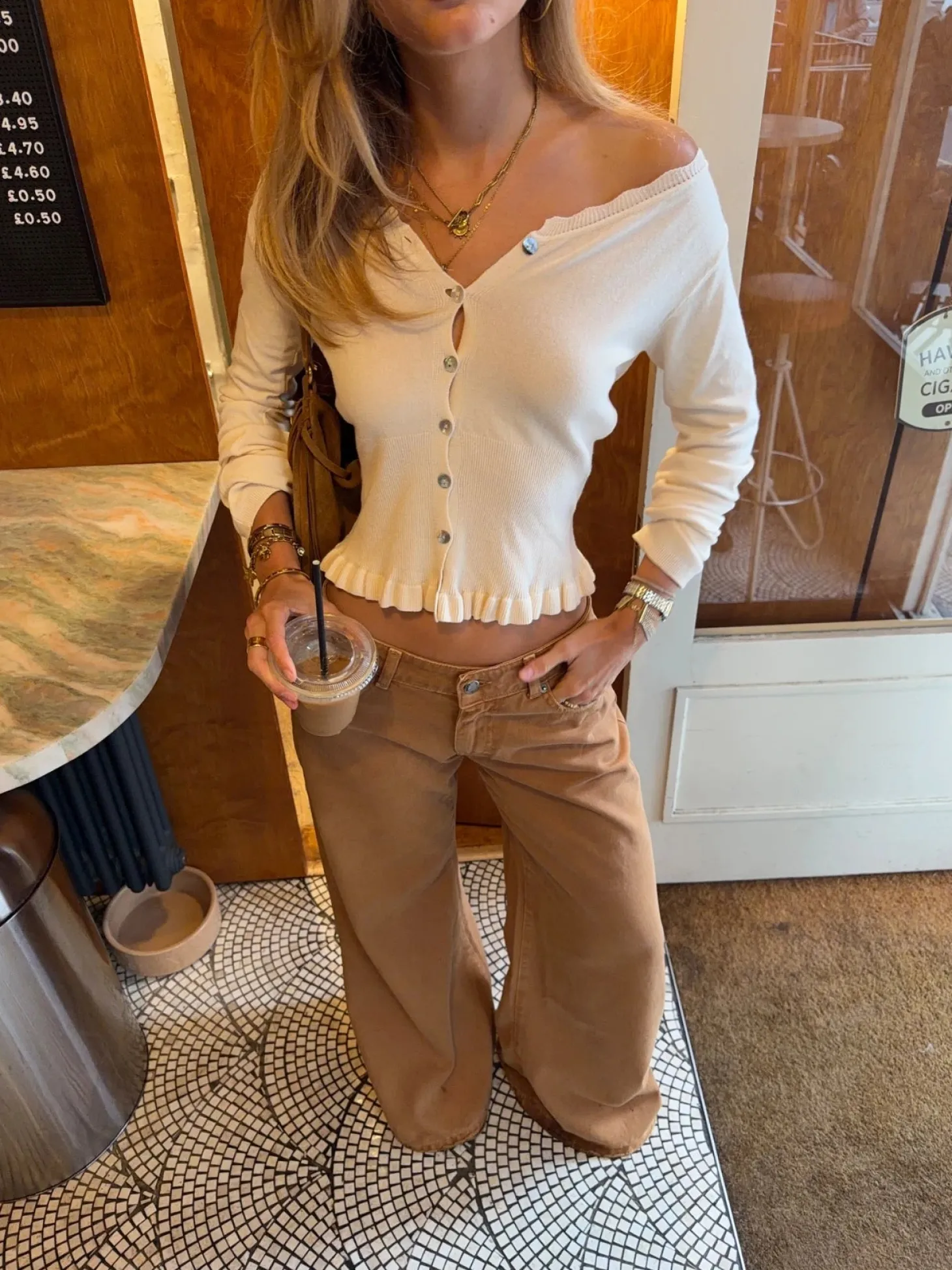 Malin Tomkins cardigan med flæser - Creme