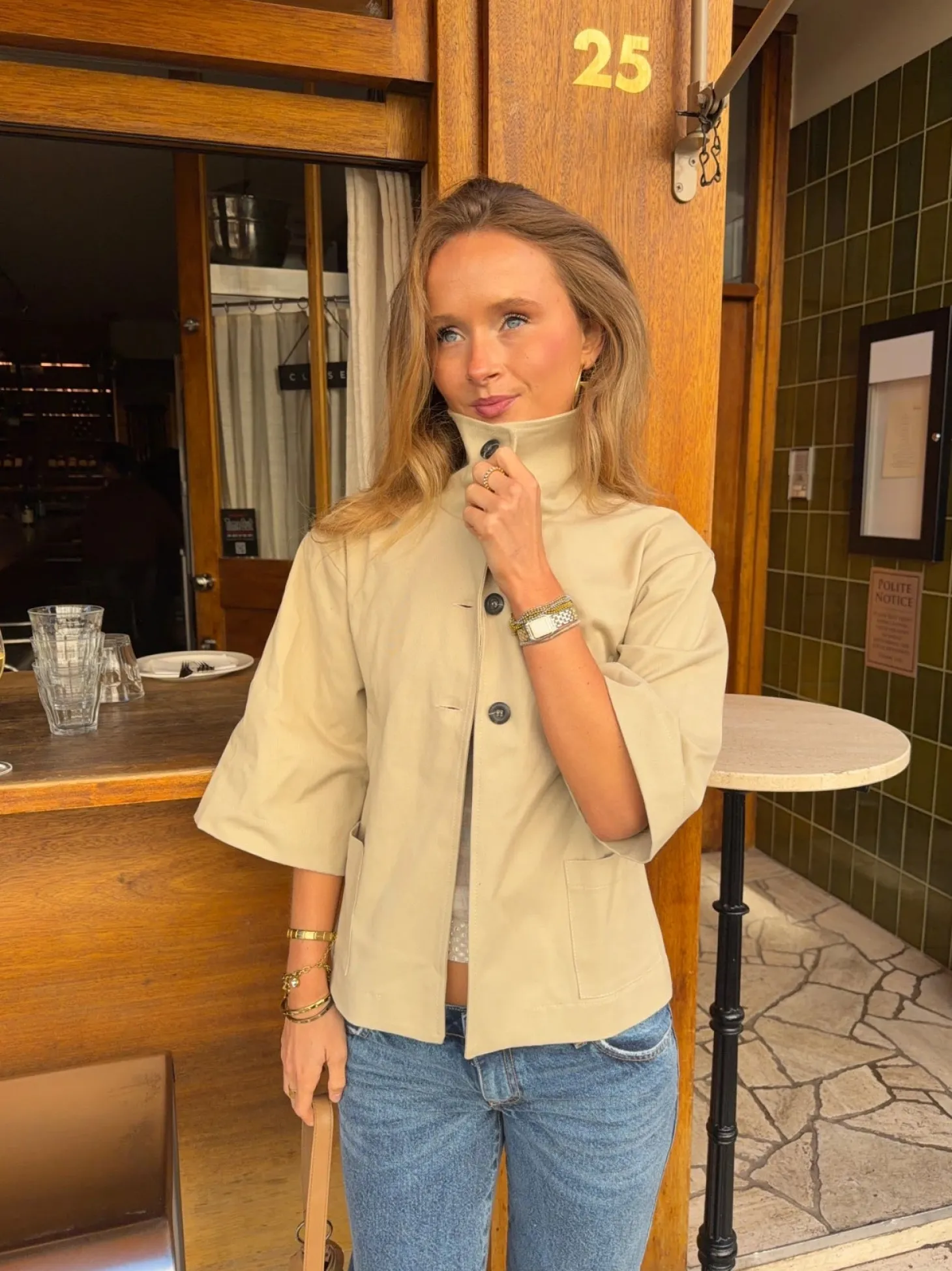 Malin Tomkins trekvartærmet jakke - Beige
