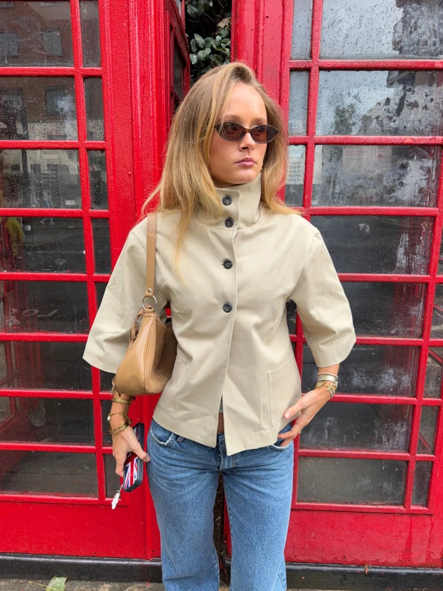 Malin Tomkins trekvartærmet jakke - Beige