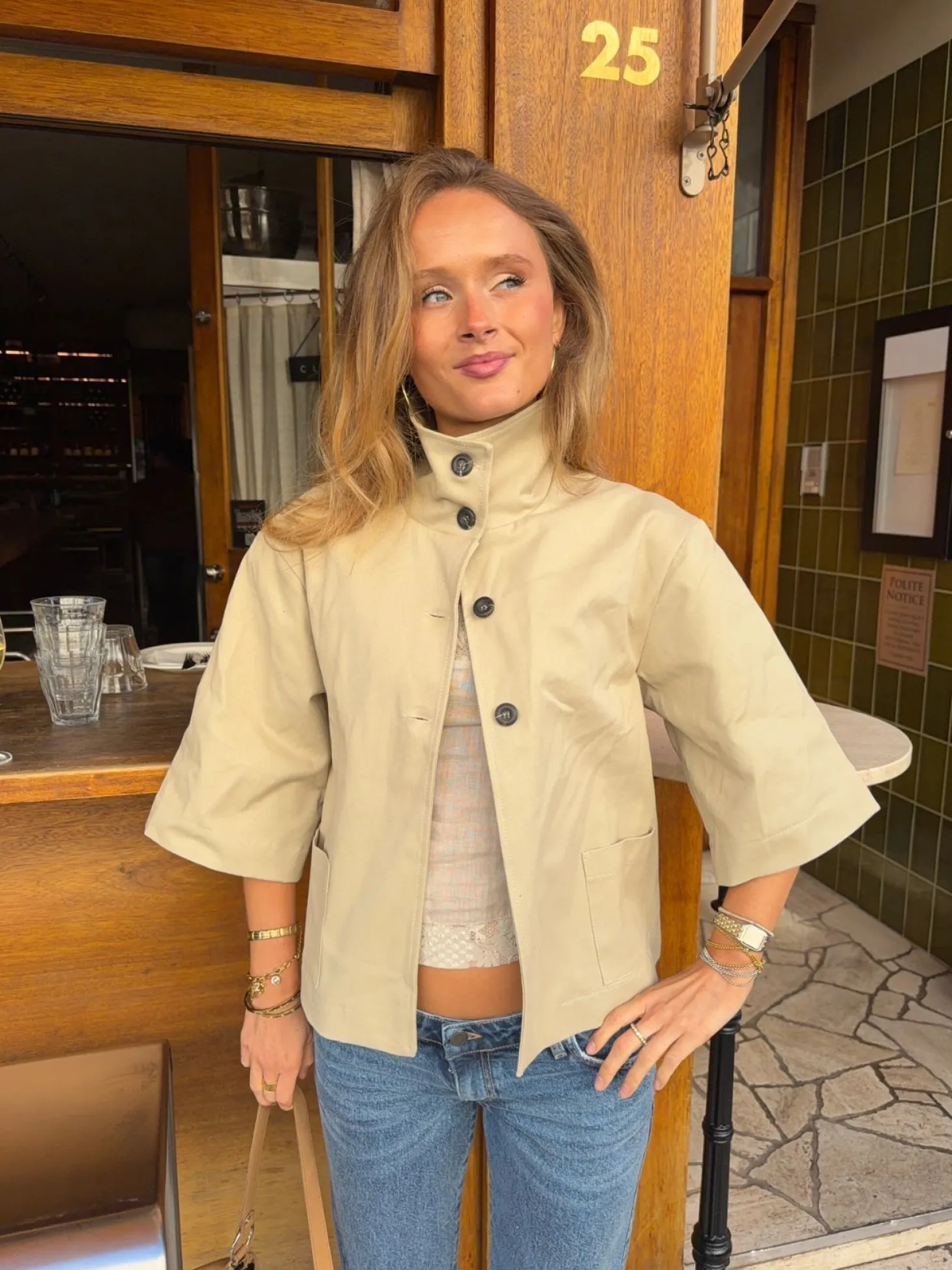 Malin Tomkins trekvartærmet jakke - Beige