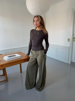 Maluna bukser med nålestriber - Kaki