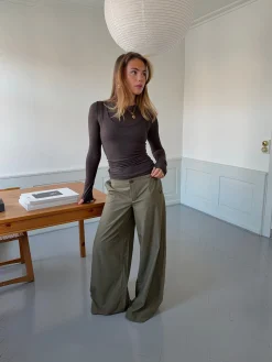 Maluna bukser med nålestriber - Kaki