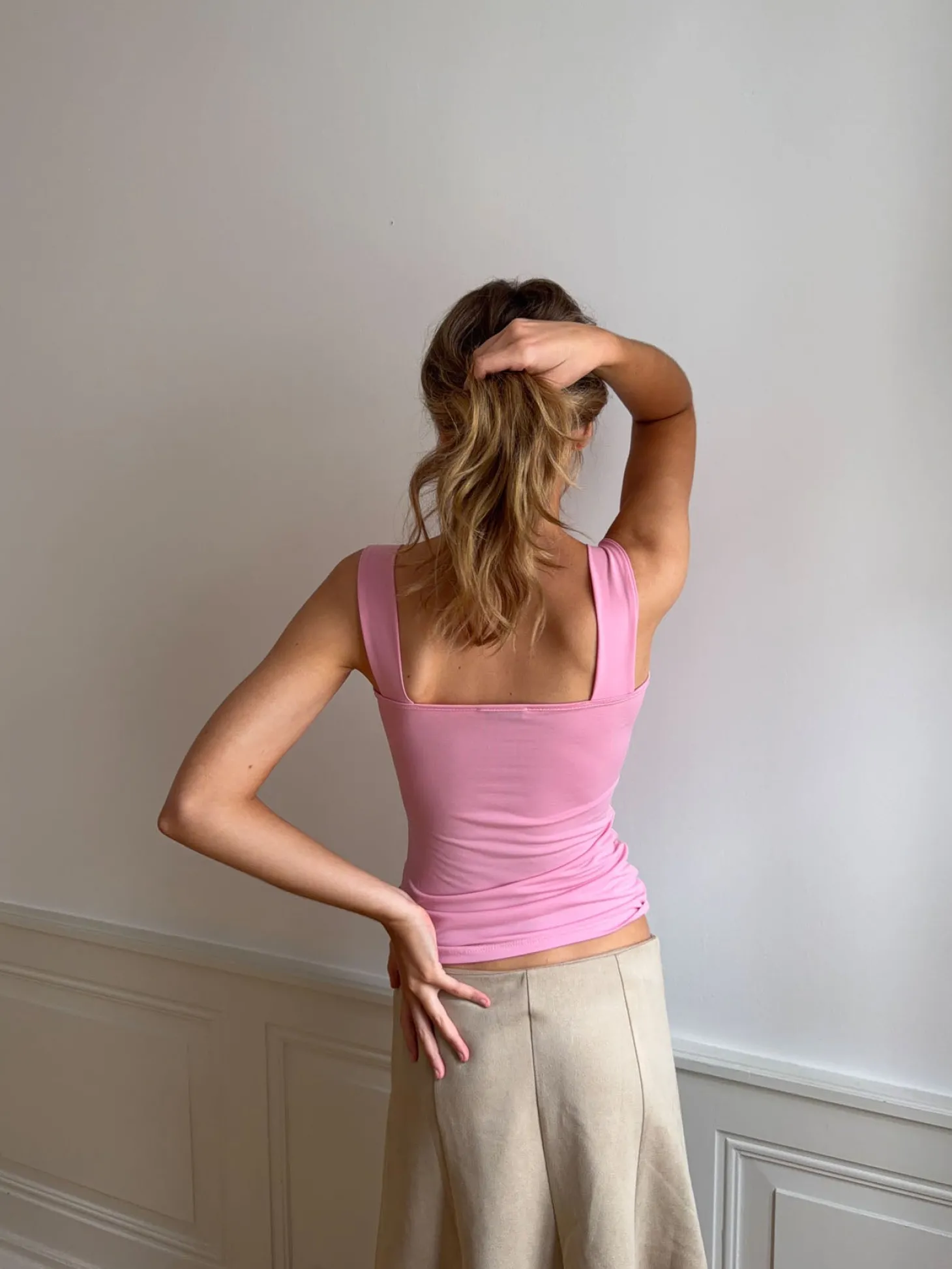Mandaline top med blondedetalje - Pink