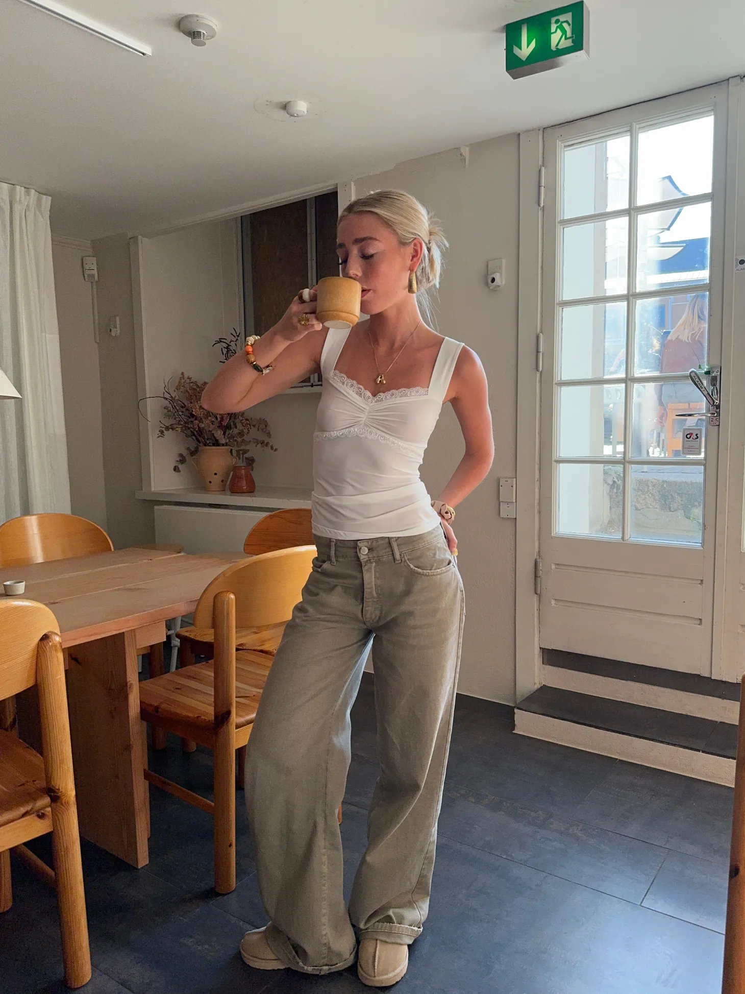 Mandaline top med blondetaljer - Hvid