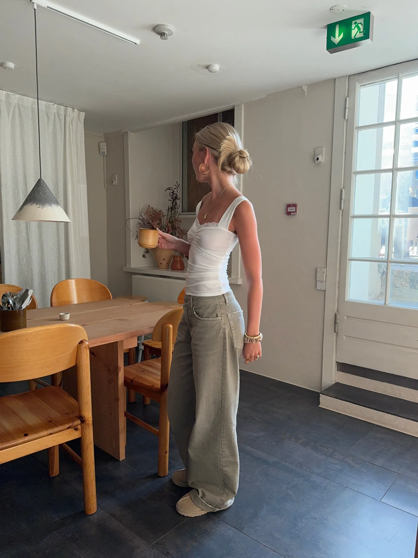 Mandaline top med blondetaljer - Hvid