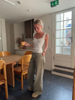 Mandaline top med blondetaljer - Hvid