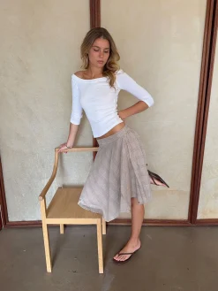 Mandy nederdel med tern - Beige