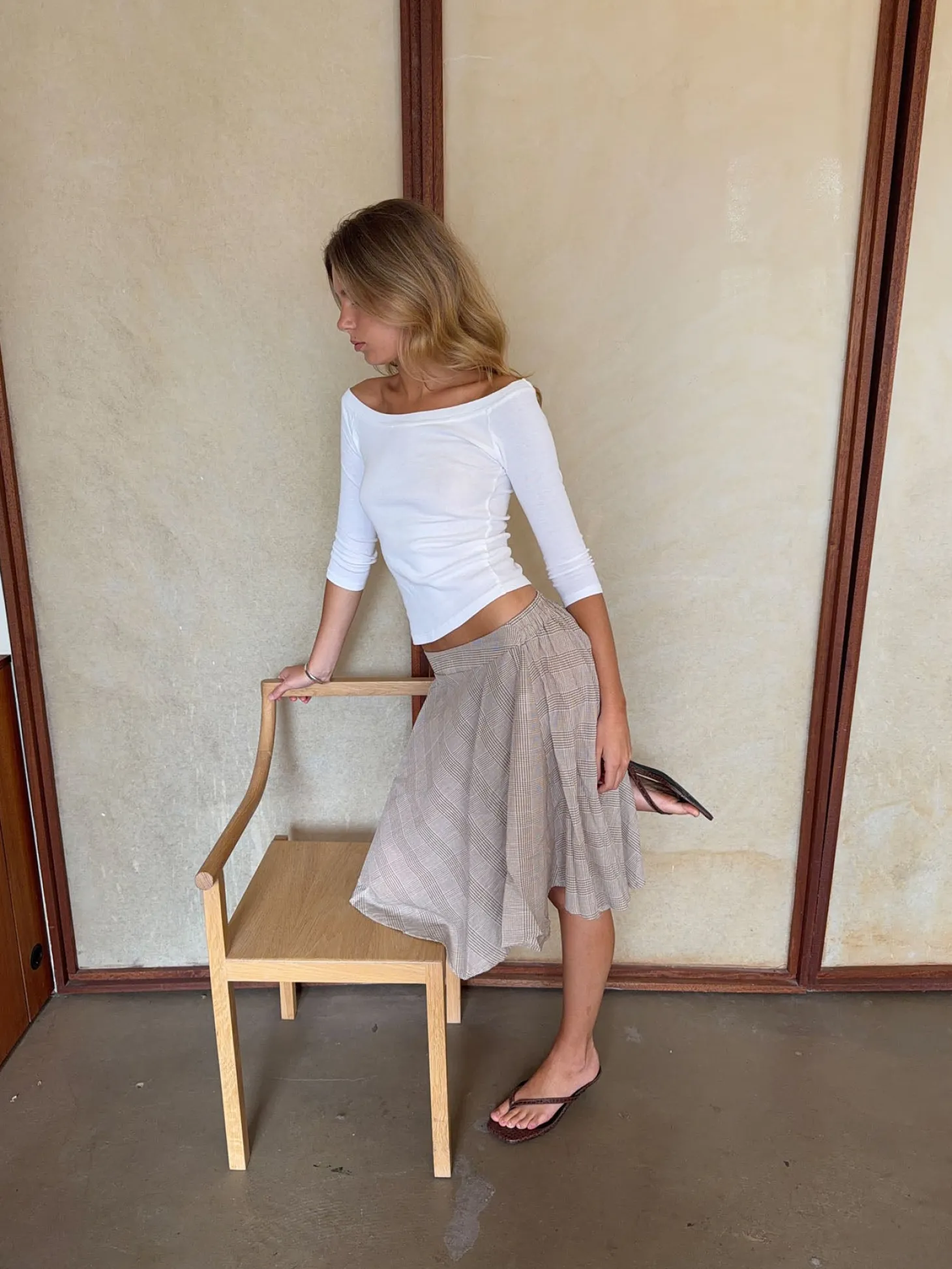 Mandy nederdel med tern - Beige
