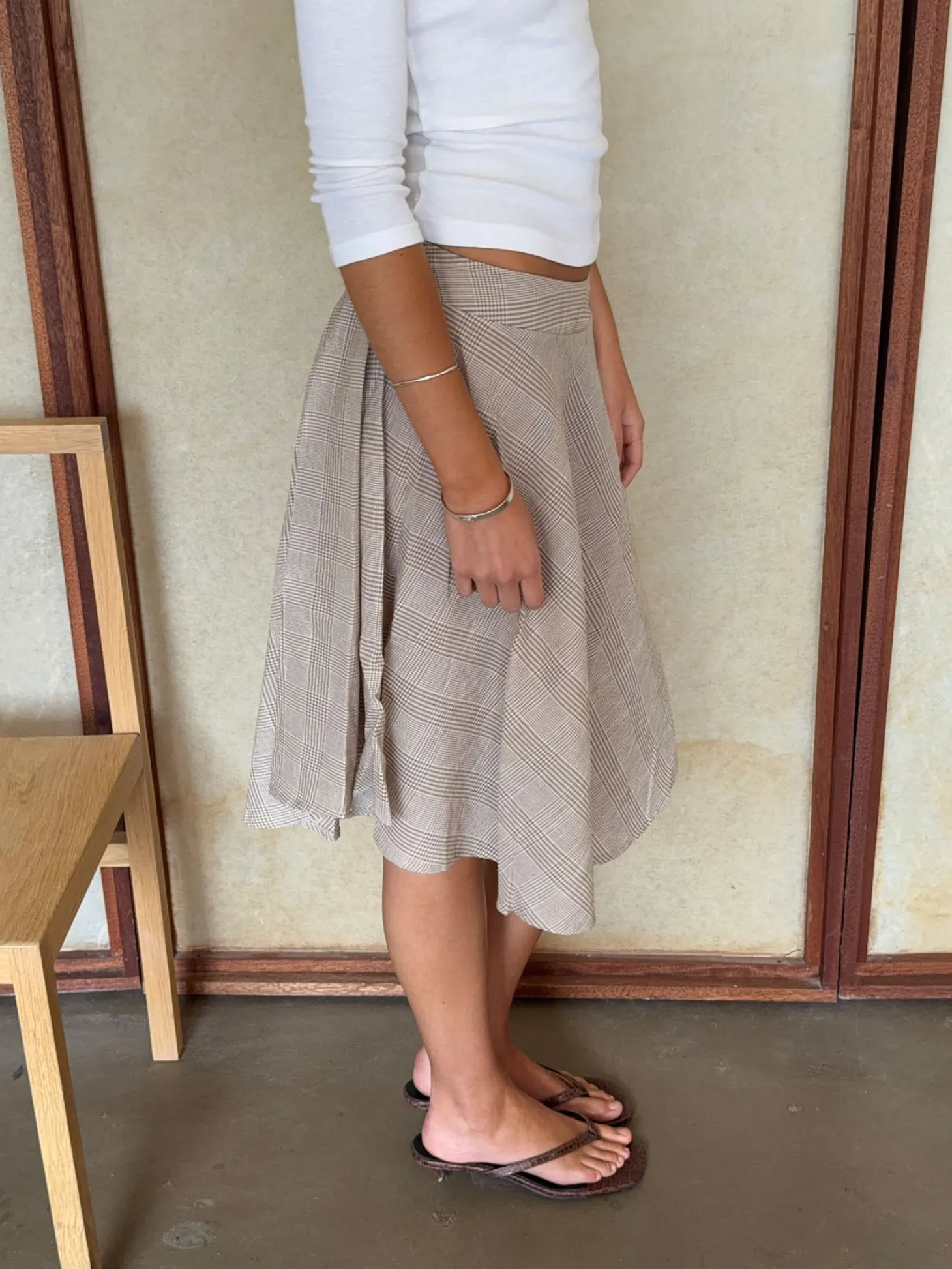 Mandy nederdel med tern - Beige