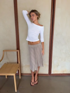 Mandy nederdel med tern - Beige