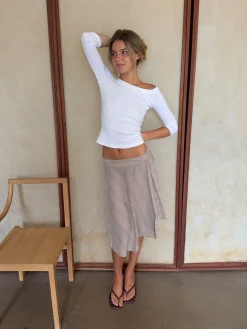 Mandy nederdel med tern - Beige