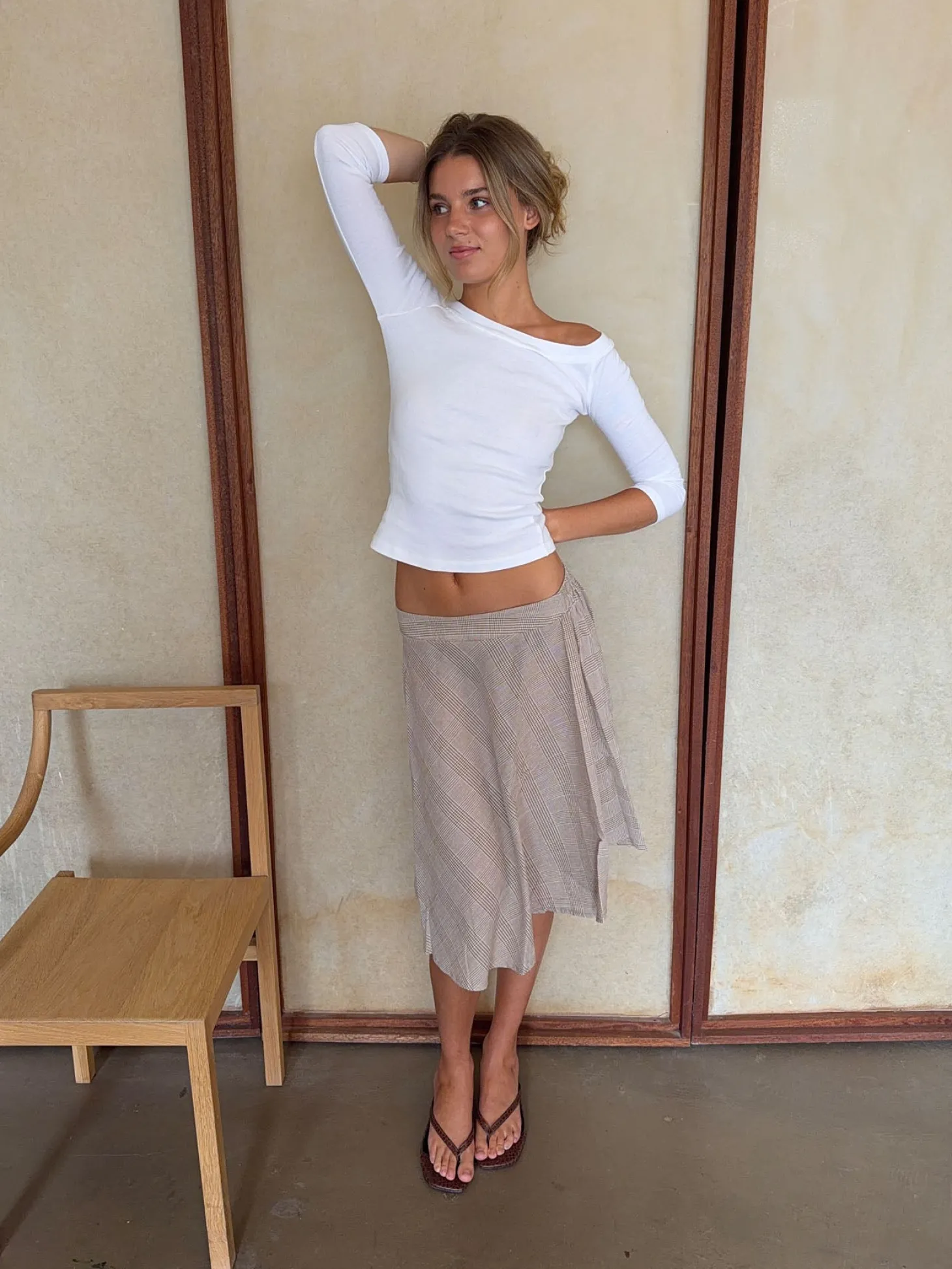 Mandy nederdel med tern - Beige