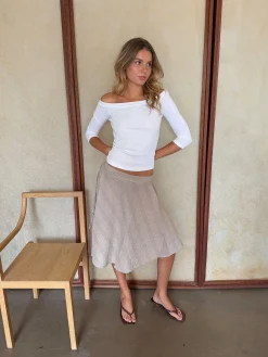Mandy nederdel med tern - Beige