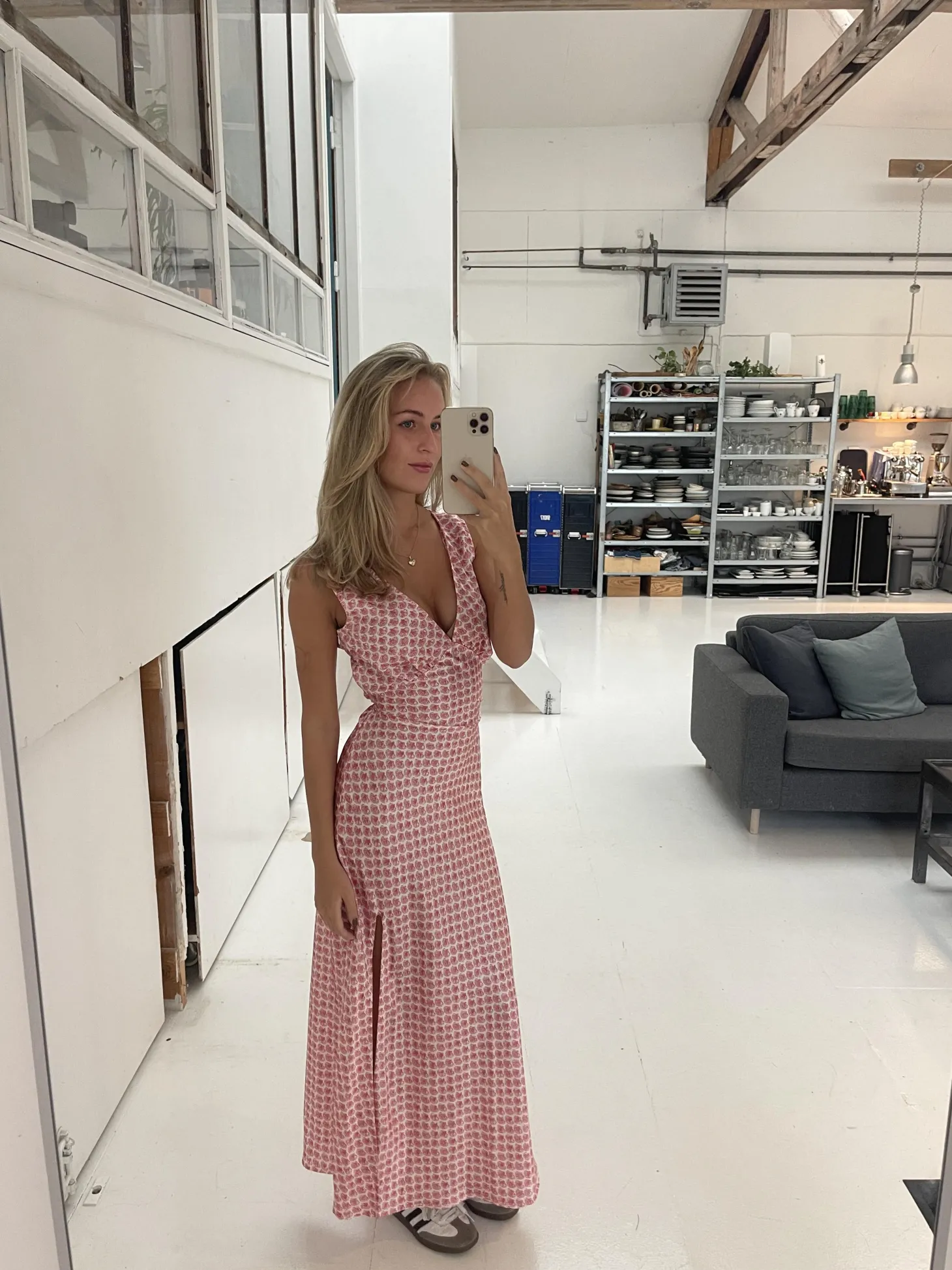 Marielle kjole med muslingeprint