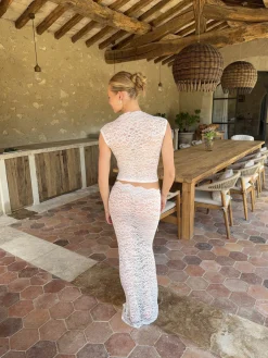 Marisol nederdel i blonde - Hvid