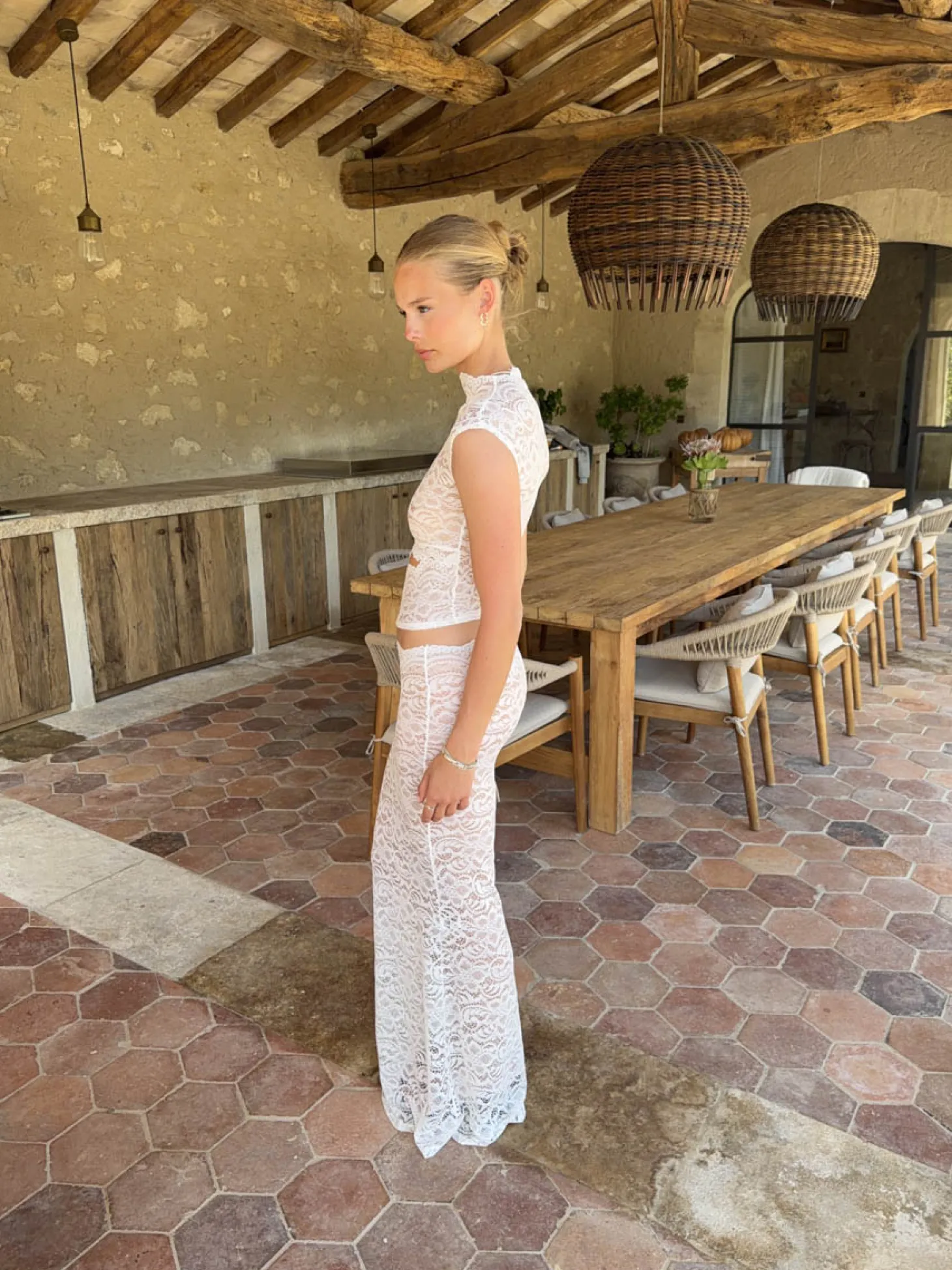 Marisol nederdel i blonde - Hvid