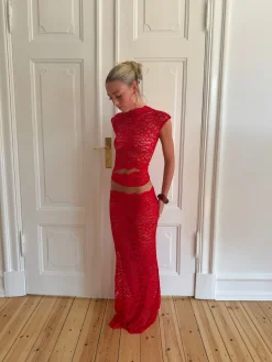 Marisol nederdel i blonde - Rød