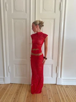 Marisol nederdel i blonde - Rød