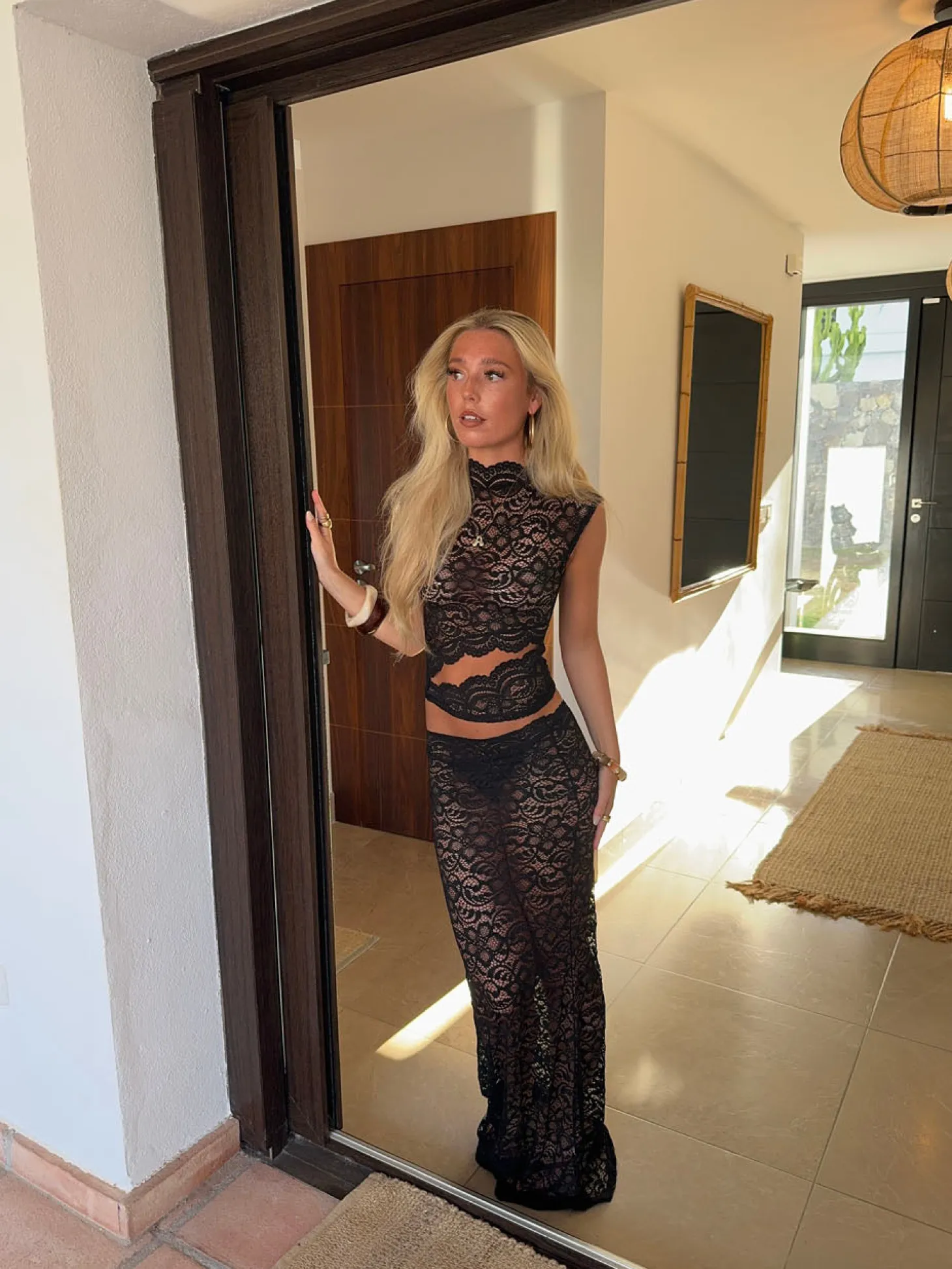 Marisol nederdel i blonde - Sort