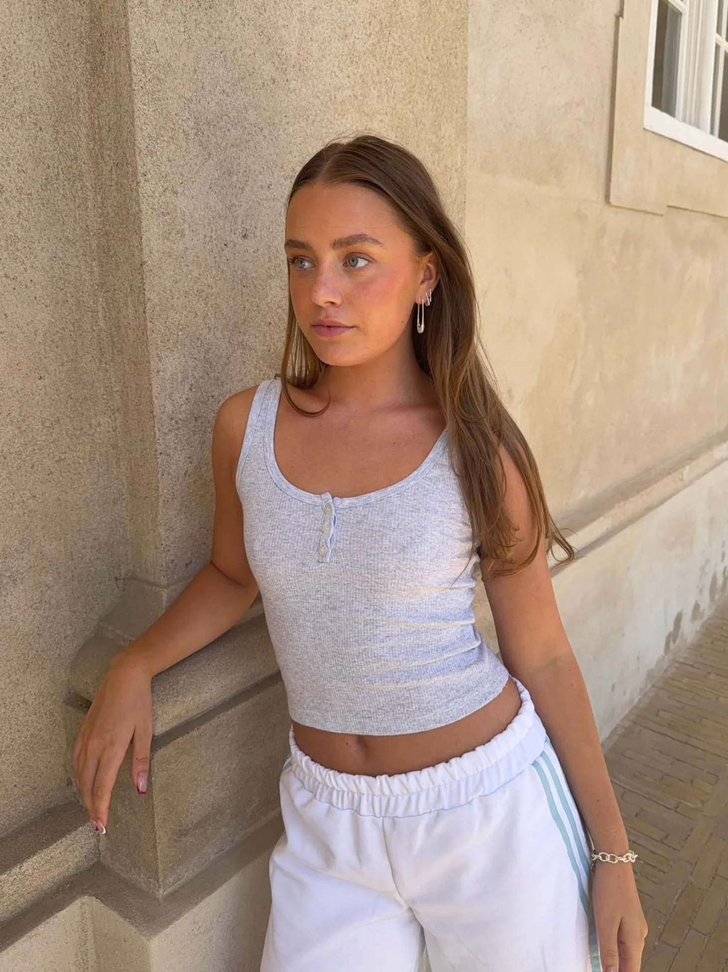 Marlo tanktop i rib - Grå