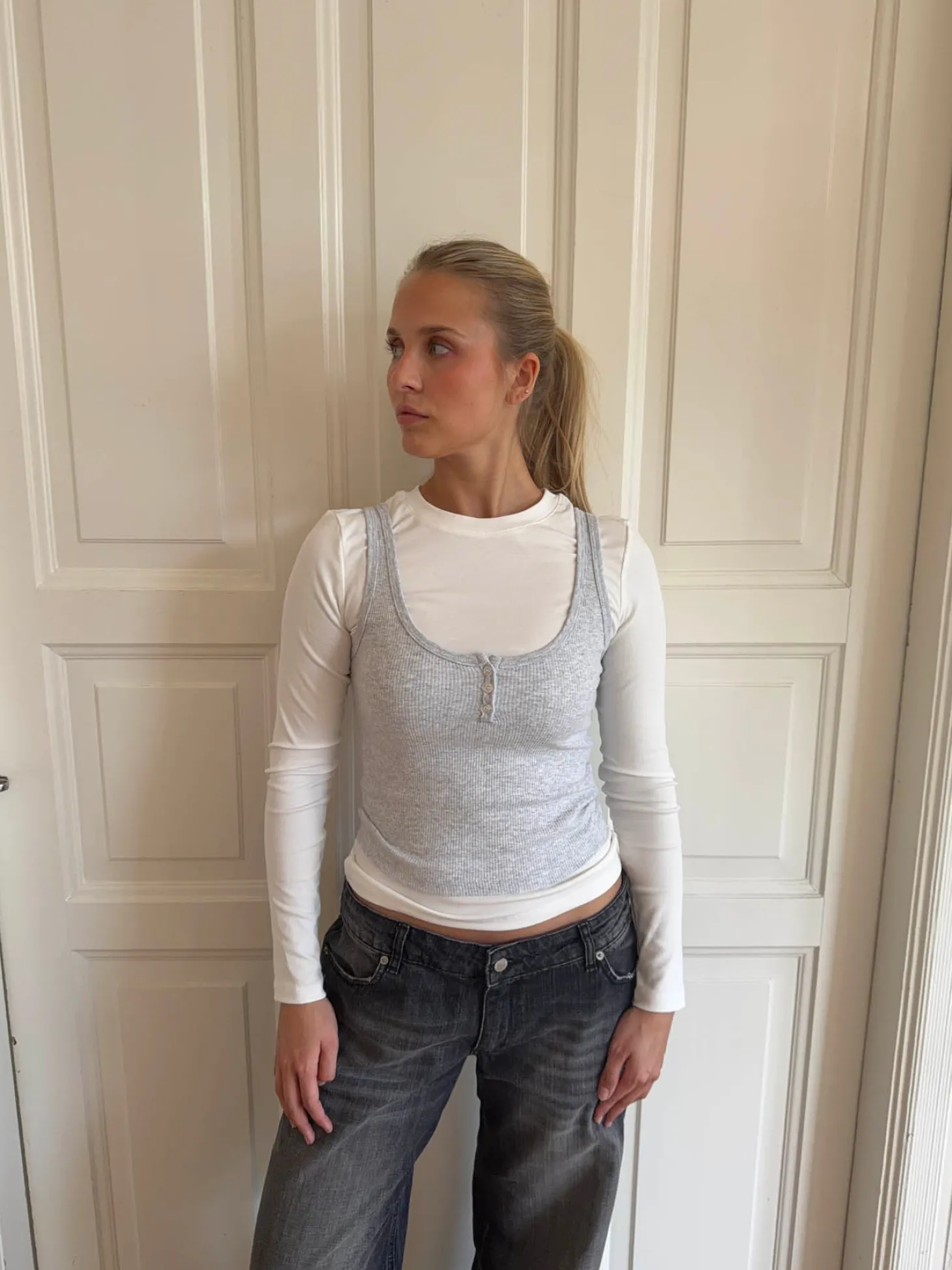 Marlo tanktop i rib - Grå