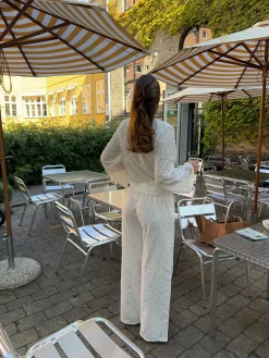Mathilde Ravn bukser med stort broderi - Hvid