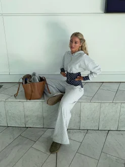 May hoodie med polkaprikker - Grå/navy/hvid