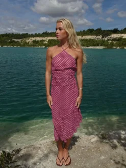Melisanna kjole med polka prikker - Magenta/lyserød