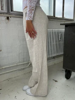 Milana hørbukser - beige/hvide striber