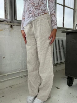 Milana hørbukser - beige/hvide striber