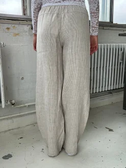 Milana hørbukser - beige/hvide striber