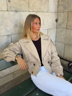 Millie cropped trenchcoat - Beige