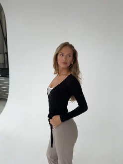 Motion wrap bluse - Jet Black