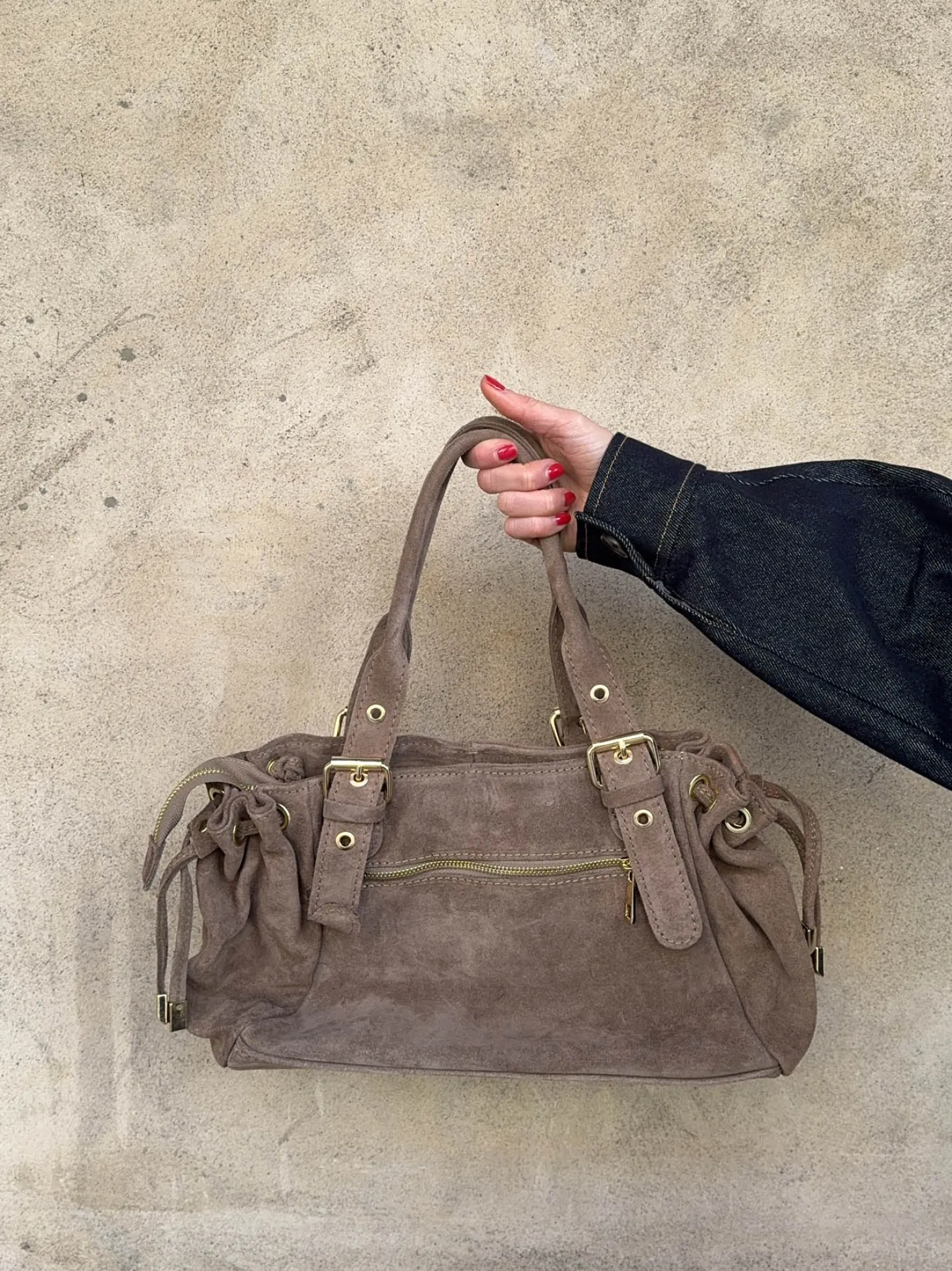 Mura taske i ruskind - Taupe