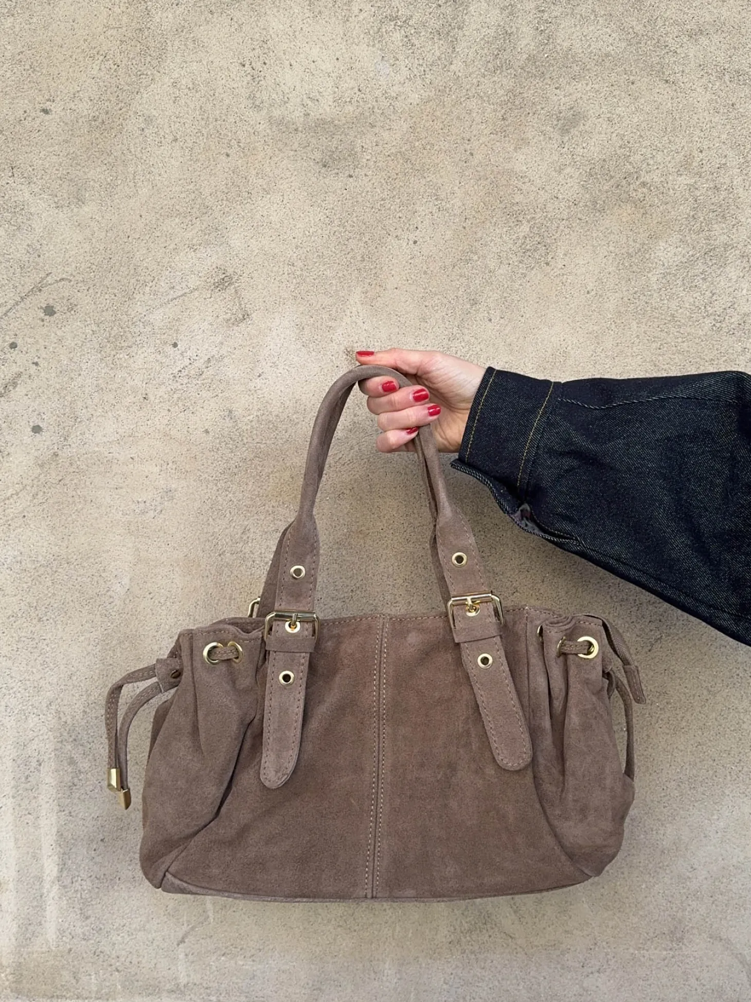 Mura taske i ruskind - Taupe