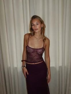 Nadja top med blonder - Lilla