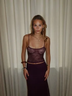 Nadja top med blonder - Lilla